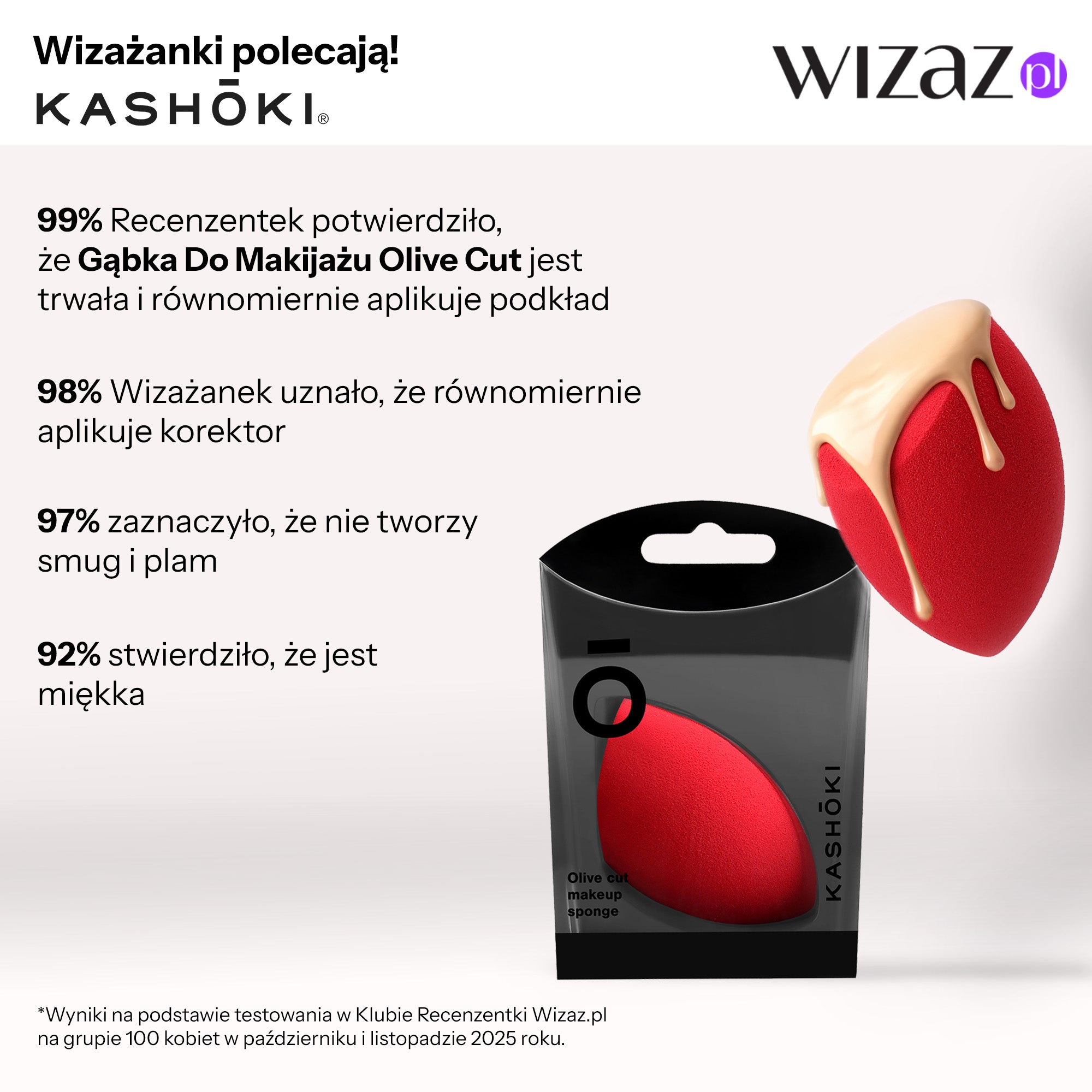 KASHŌKI Houbička na make-up, Olivový řez, Červená #5