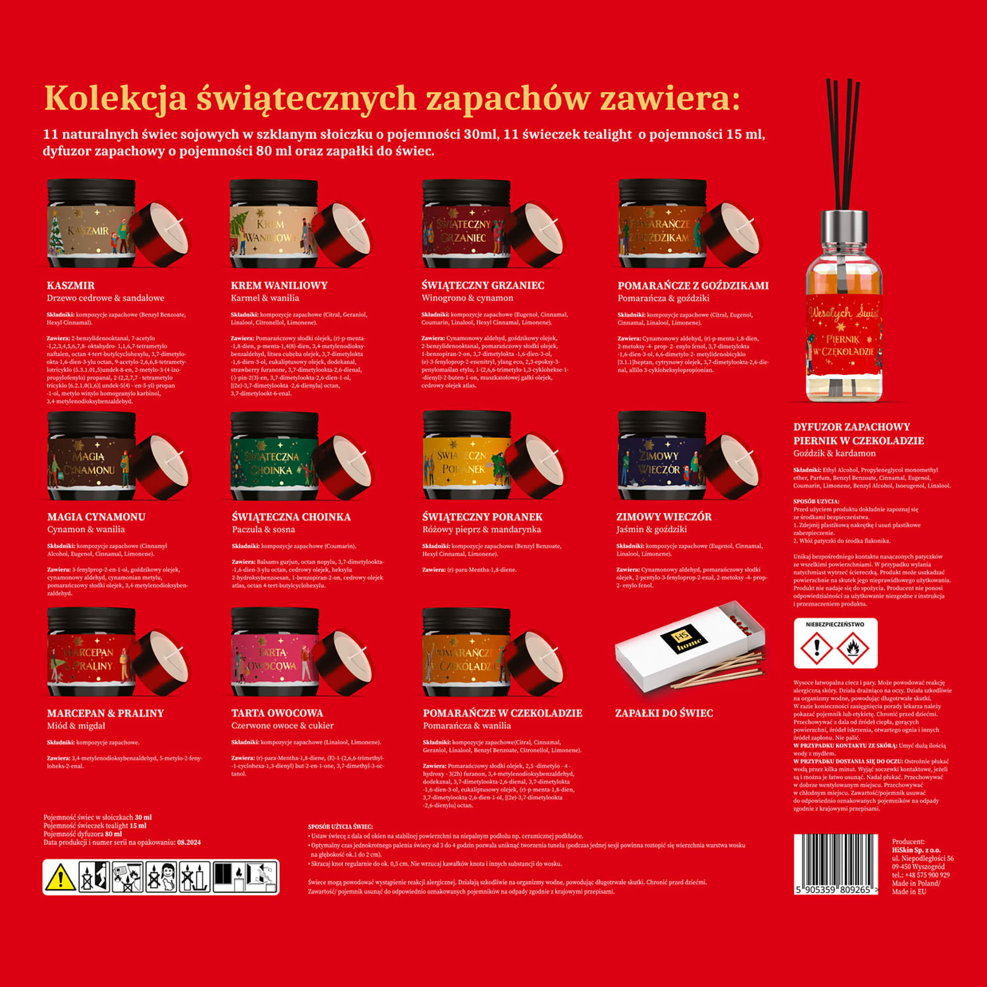 HISKIN MERRY CHRISTMAS HOME Kalendarz adwentowy ze świątecznymi świecami z motywem kamienicy, 24 okienka #4