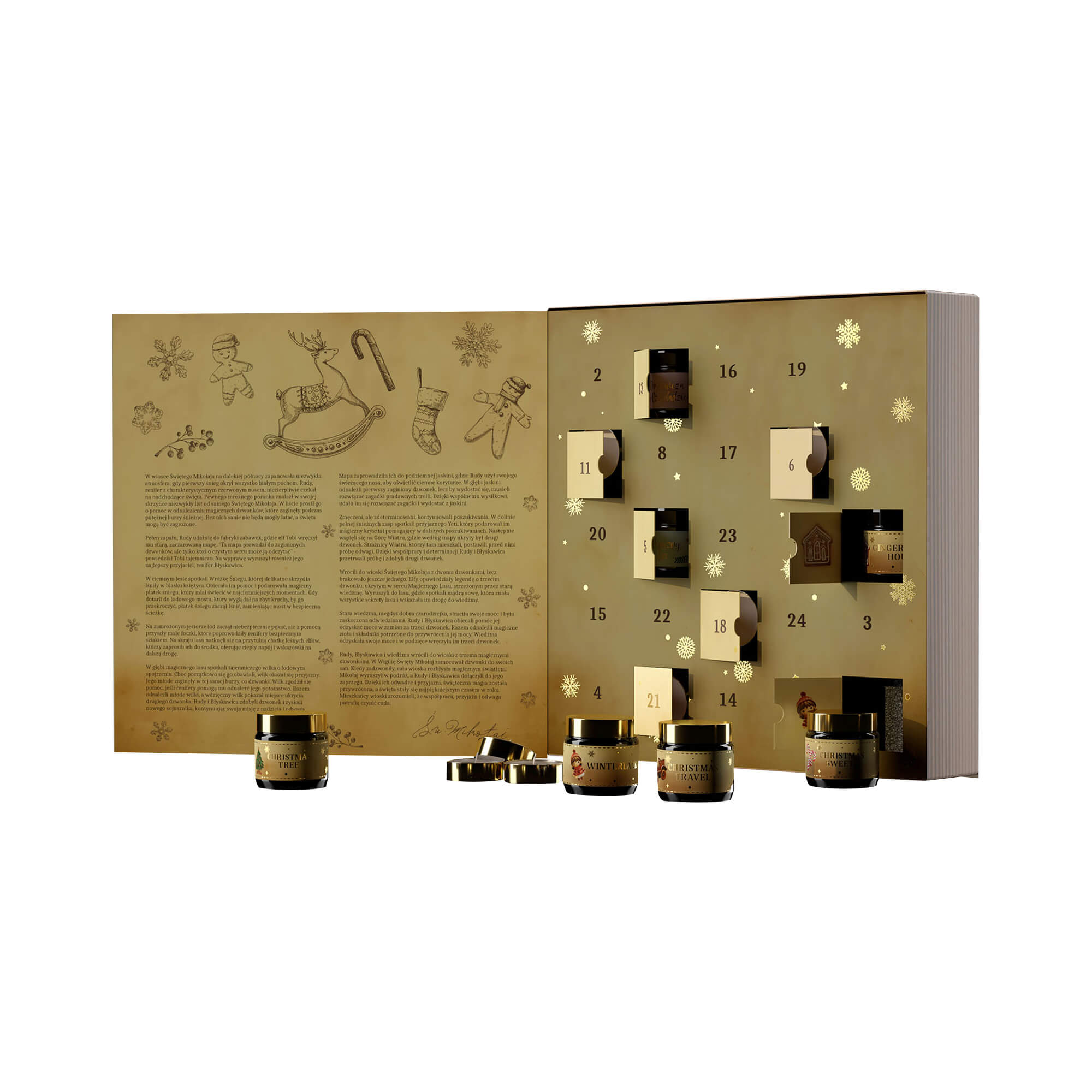 HISKIN CHRISTMAS STORY Adventskalender mit Weihnachtskerzen mit Märchenbuch-Motiv, 24 Fenster #2