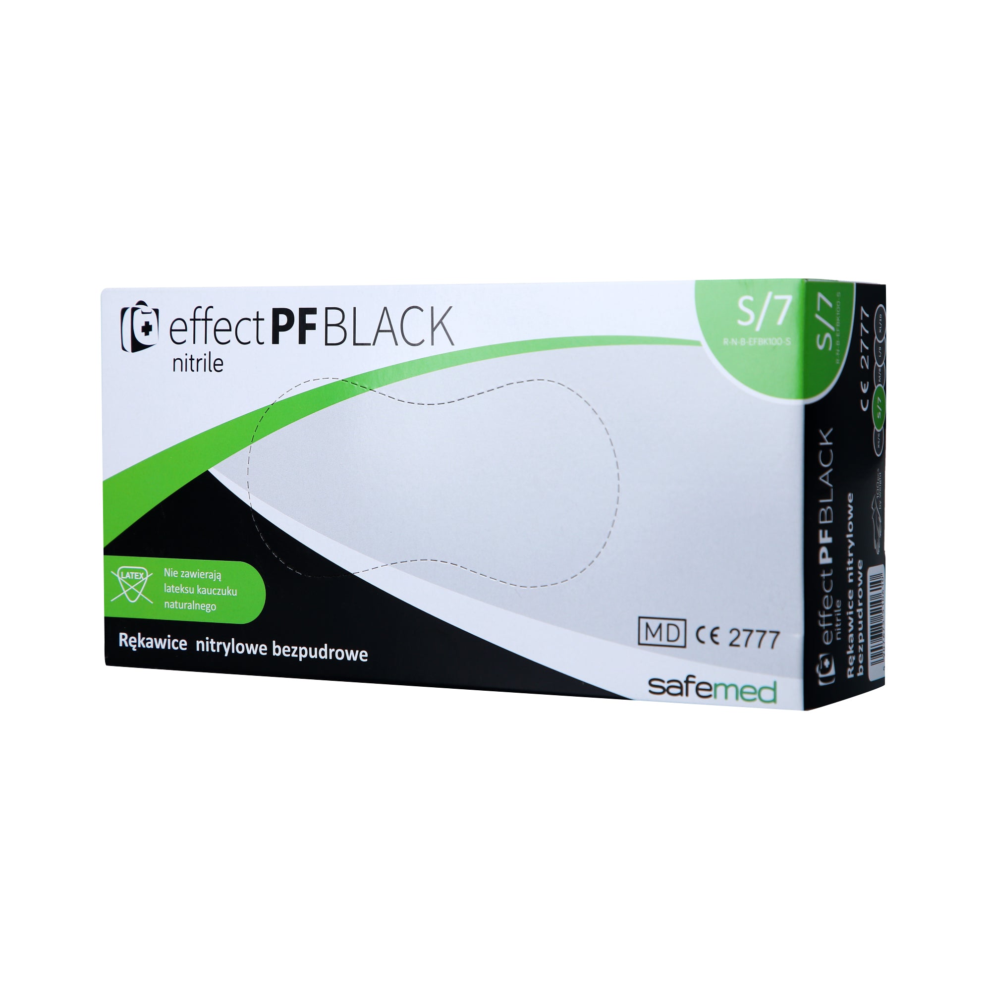 SAFEMED EFFECT PF Rękawiczki jednorazowe nitrylowe bezpudrowe Black S 100 szt.