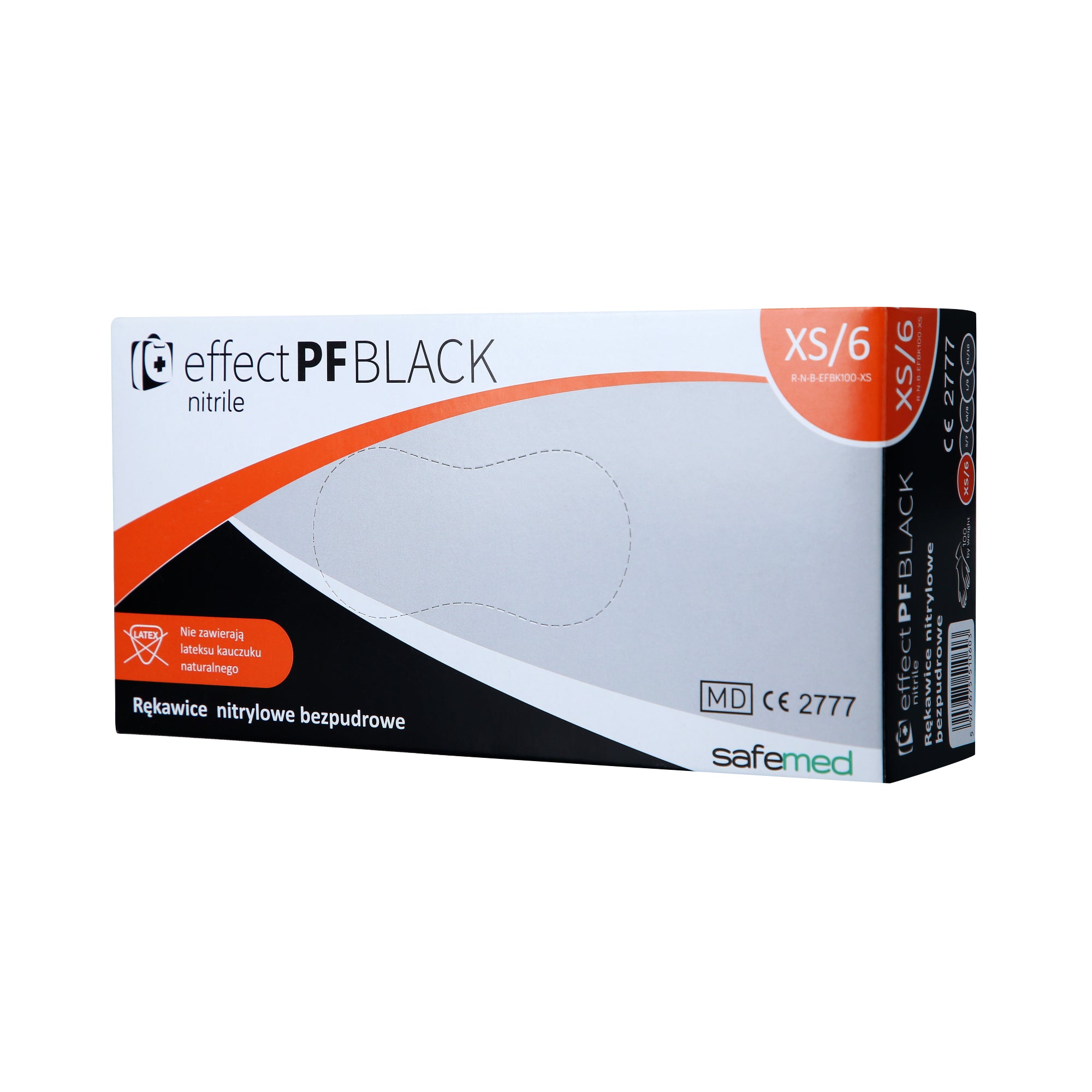 SAFEMED EFFECT PF Gants jetables en nitrile non poudrés Noir XS 100 pcs.