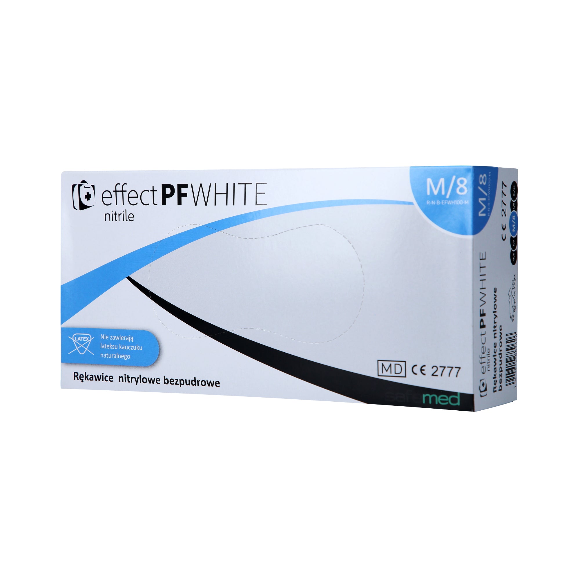 SAFEMED EFFECT PF Gants jetables en nitrile, non poudrés Blanc M 100 pcs.