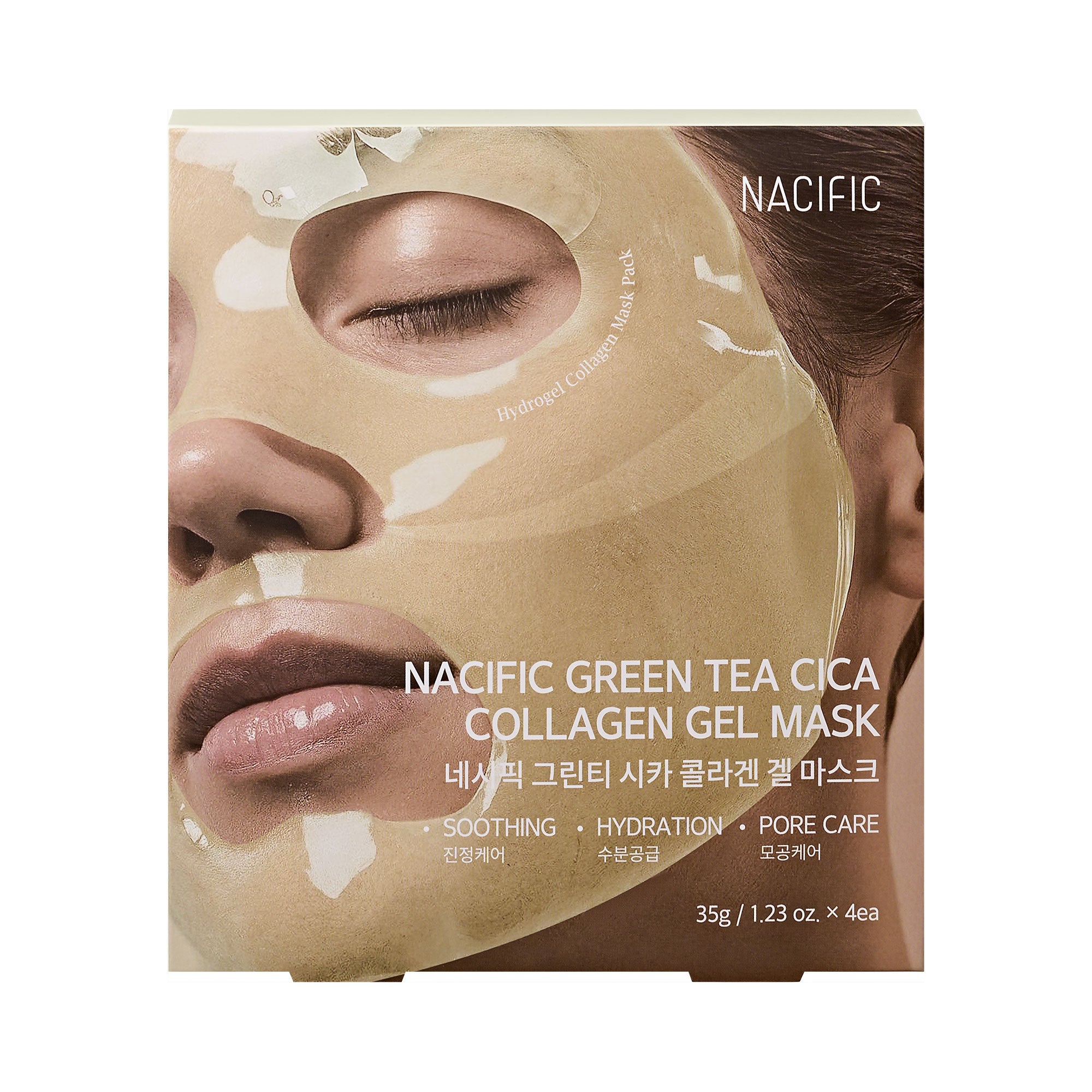 NACIFIC GREEN TEA Cica Collagen Gel Mask – hydrożelowa łagodząco-nawilżająca maska do twarzy 35 g