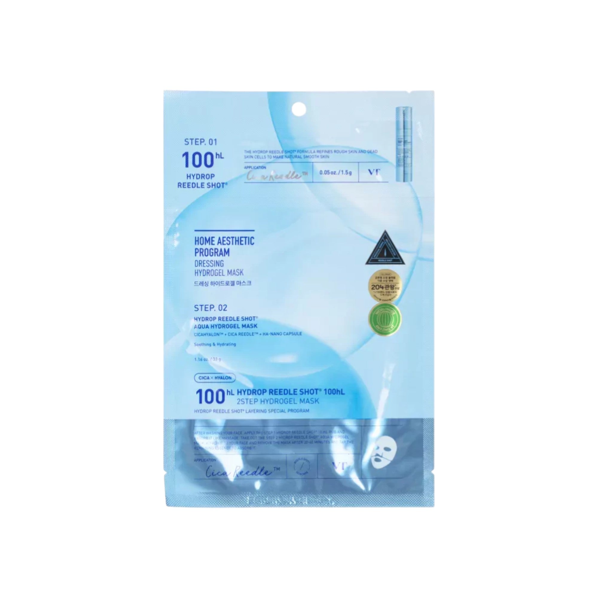 VT COSMETICS HYDROP REEDLE SHOT100 Zweistufige Hydrogel-Gesichtsmaske 33 g