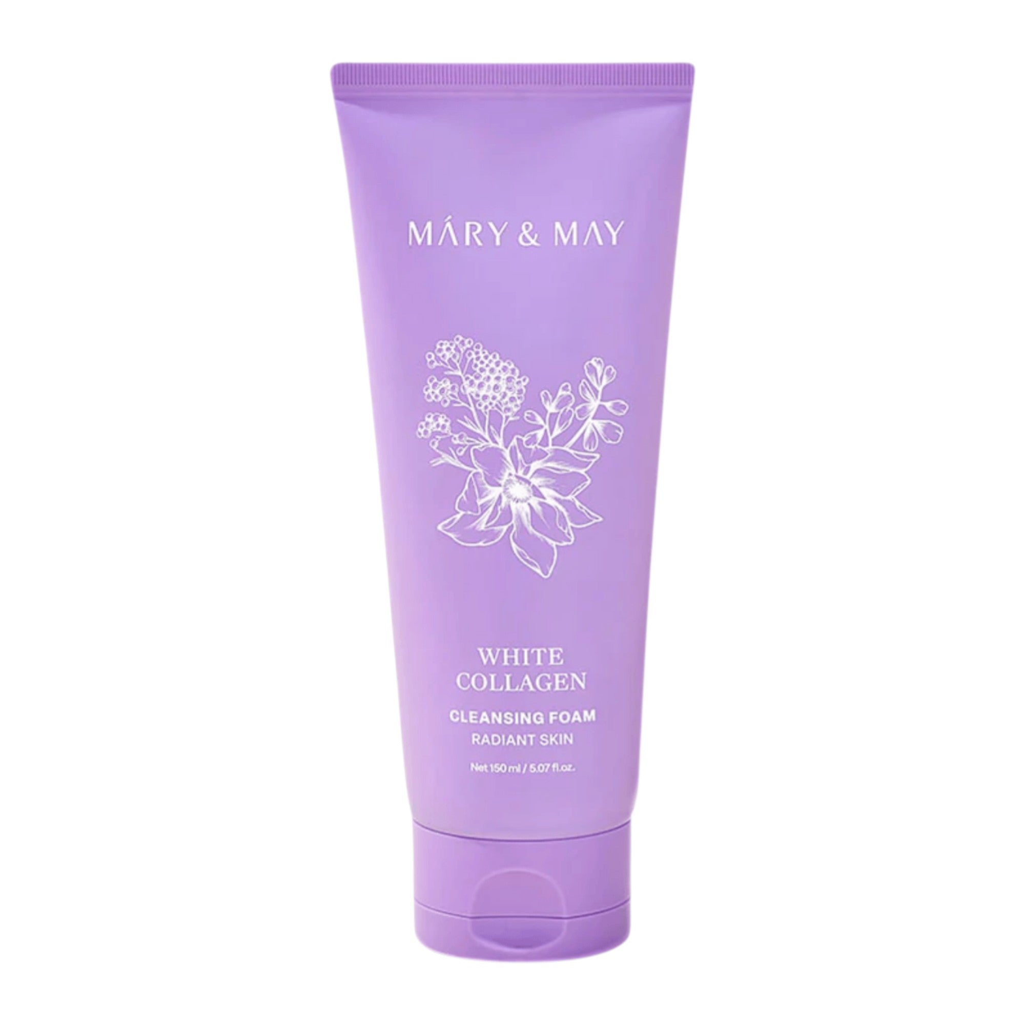 MARY & MAY WHITE COLLAGEN CLEANSING FOAM Mousse nettoyante pour le visage à effet éclaircissant et hydratant 150 ml