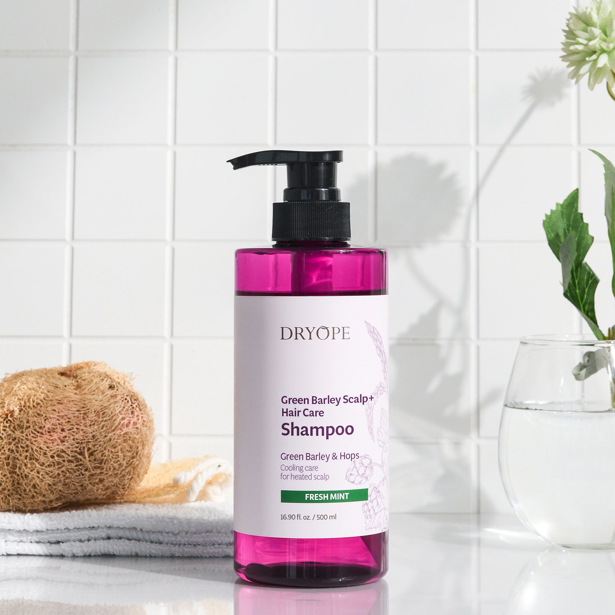 DRYOPE GREEN BARLEY SCALP Wegański szampon zapobiegający wypadaniu włosów Fresh Mint 500 ml #2