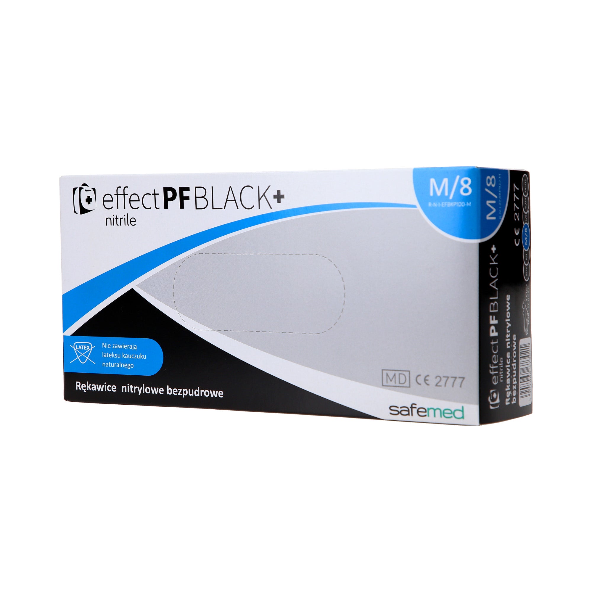 Gants jetables en nitrile SAFEMED EFFECT PF sans poudre Noir + M 100 pièces.