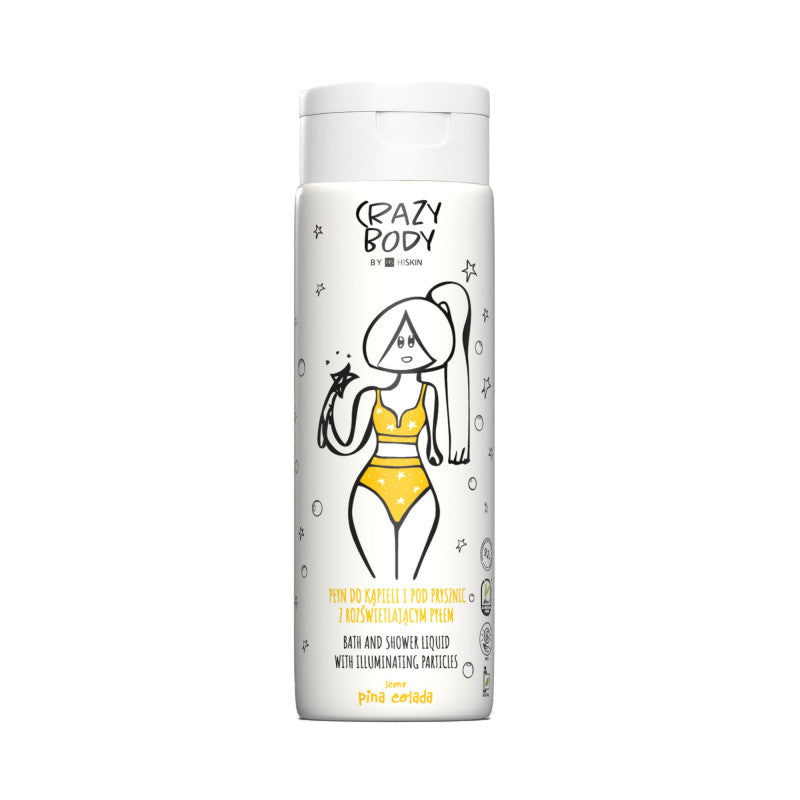 Gel douche et bain HISKIN CRAZY BODY à la poussière illuminatrice de Pina Colada 250 ml