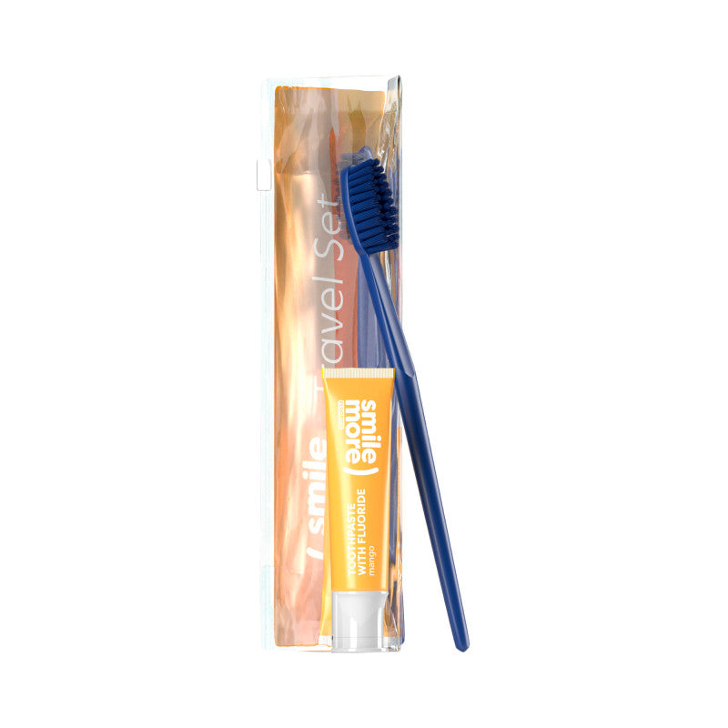 HISKIN DENTAL SMILE MORE Coffret de voyage, brosse à dents + dentifrice Mangue 30 ml