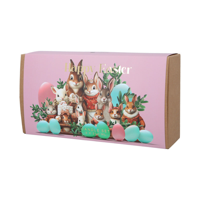 HISKIN HOME HAPPY EASTER Set mit drei Schokoladen-Sojakerzen Eier, Gartenparty, Hasenküsse 3x200ml #2