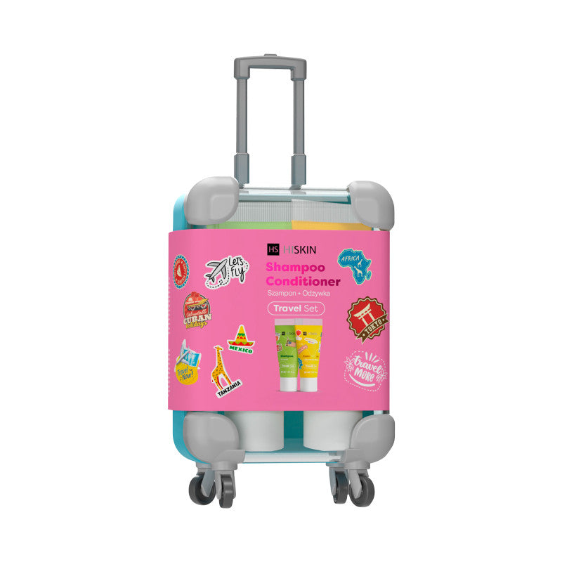 HISKIN TRAVEL SET Zestaw podróżny szampon do włosów 30 ml + odżywka do włosów 30 ml