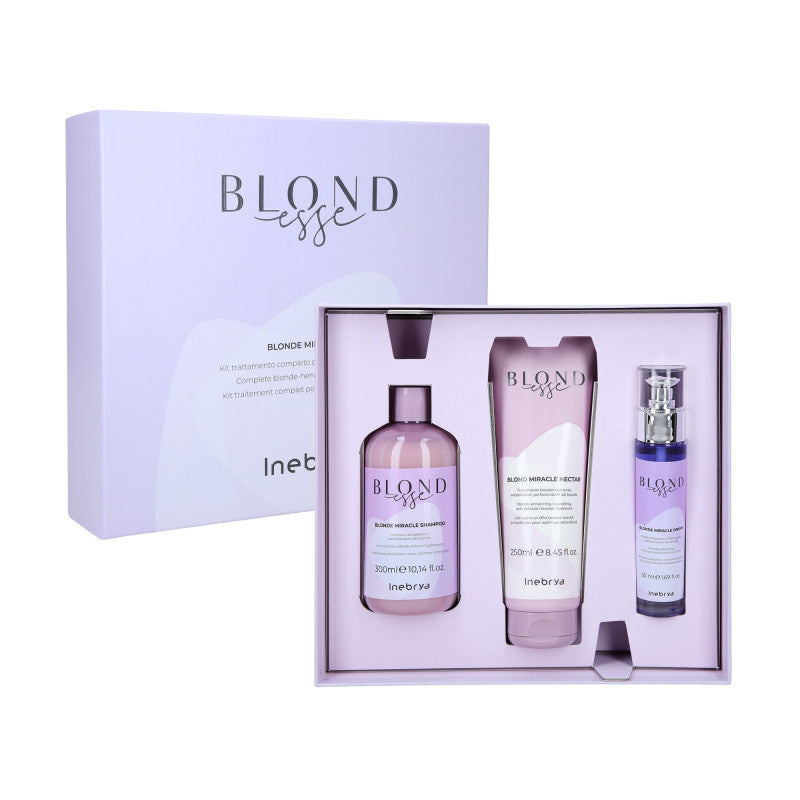 INEBRYA BLONDESSE MIRACLE KIT Zestaw do włosów blond Szampon 300 ml + Maska 250 ml + Serum 50 ml