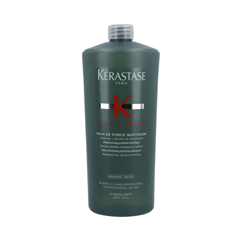 KÉRASTASE GENESIS HOMME BAIN DE FORCE QUOTIDIEN Bain nettoyant et fortifiant pour cheveux clairsemés 1000ml