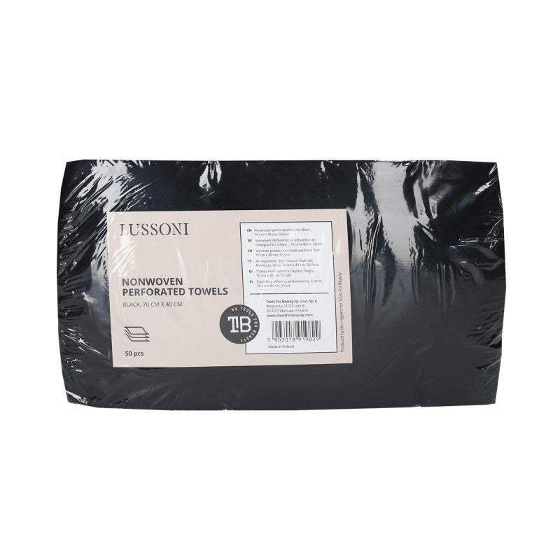LUSSONI 50 Stück Nonwoven Perforierte Papierhandtücher, Einwegtücher, Schwarz, 70cm x 40cm