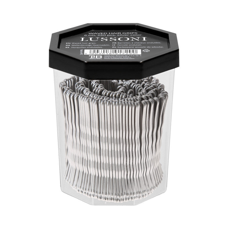 LUSSONI Sponky do vlasů, délka 6 cm, stříbrné, mačkané, 250 ks. #2