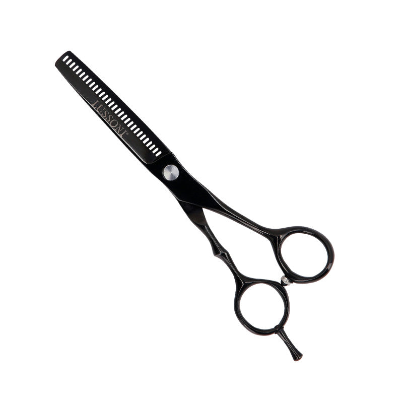 LUSSONI ECLIPSE SERIES Profesjonalne nożyczki fryzjerskie (czarne): degażówki 6″, nożyczki do cięcia 5,5″ + etui #3