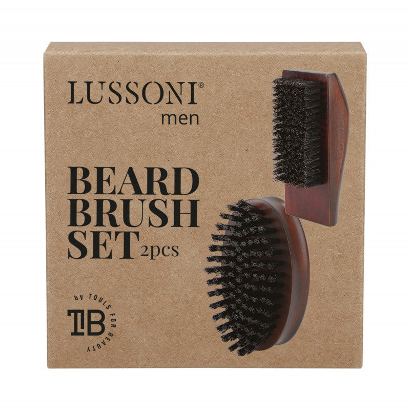 LUSSONI MEN Ensemble de brosses de barbier, 2 pièces, avec poils naturels et végétaliens #3