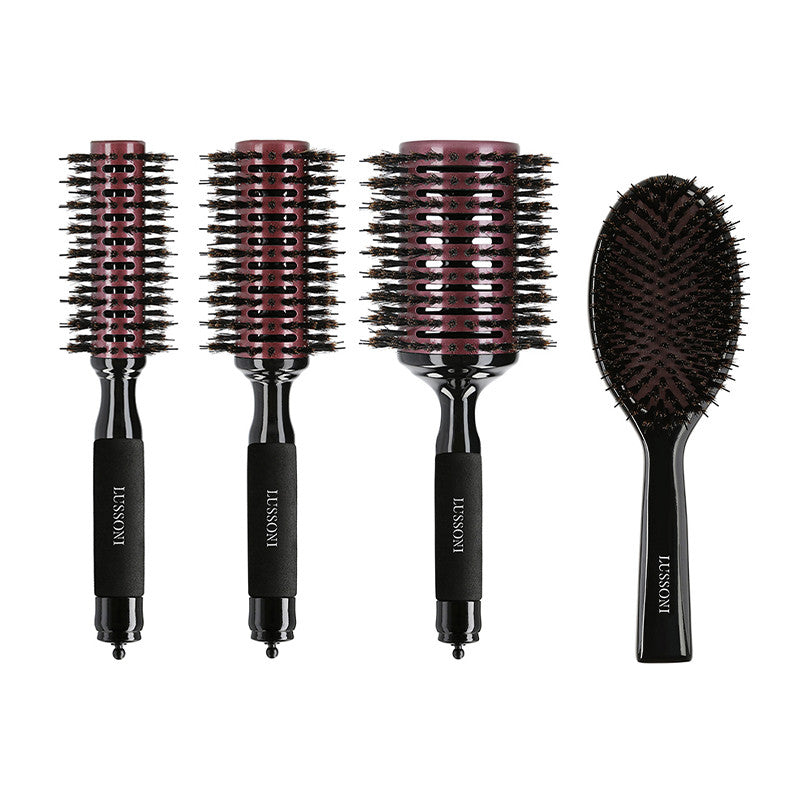 LUSSONI NATURAL STYLE Zestaw 3 szczotek do modelowania + 1 drewniana szczotka Oval