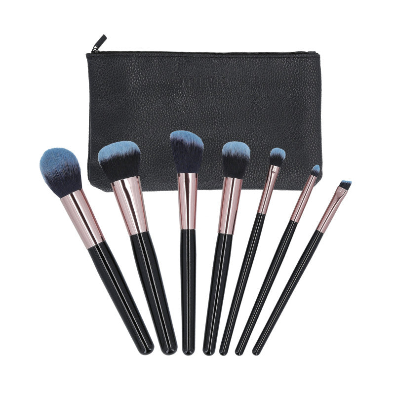 MIMO Set de 7 pinceaux à maquillage avec étui, Noir