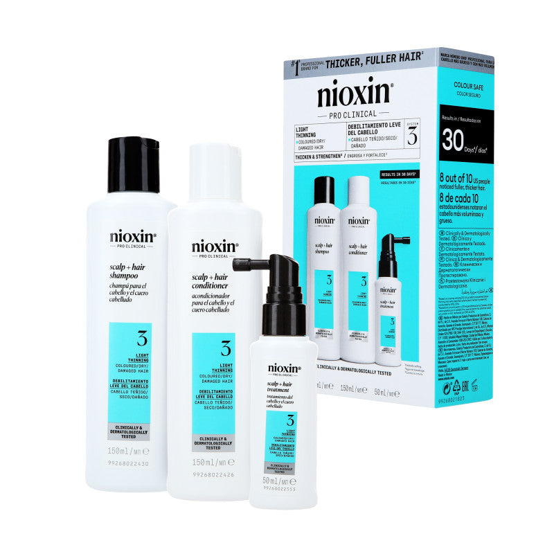 NIOXIN PRO CLINICAL 3 Drei-Stufen-Set für coloriertes und leicht dünner werdendes Haar 2 x 150 ml + 50 ml