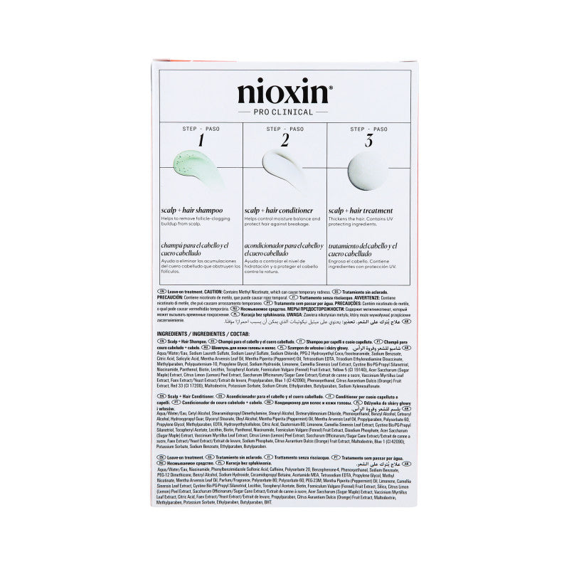 NIOXIN PRO CLINICAL 4 Trzystopniowy zestaw do włosów farbowanych z postępującym przerzedzeniem 2 x 150 ml + 40 ml #4