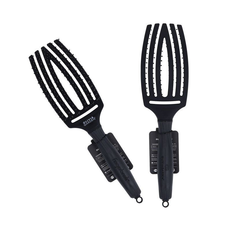 OLIVIA GARDEN DOIGT BROSSE DOUBLE POILS Brosse à cheveux Noir
